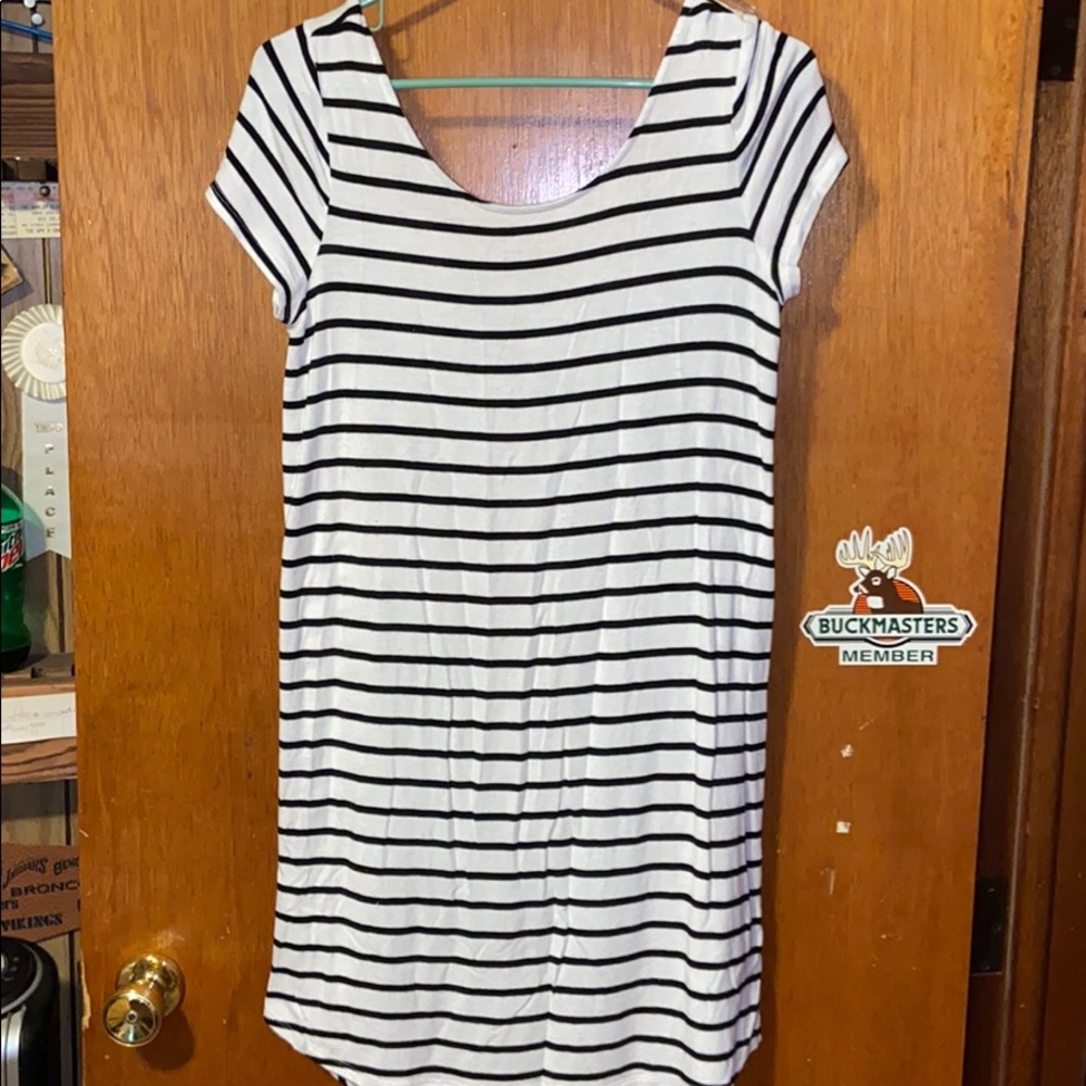 Black and white striped tshirt dress